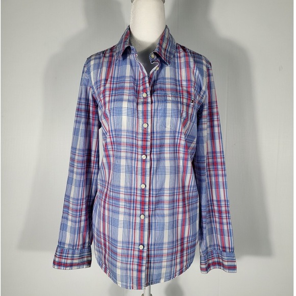 Tommy Hilfiger Plaid Button Down Shirt Classic Fit Long Sleeve Top Size L - Picture 4 of 9